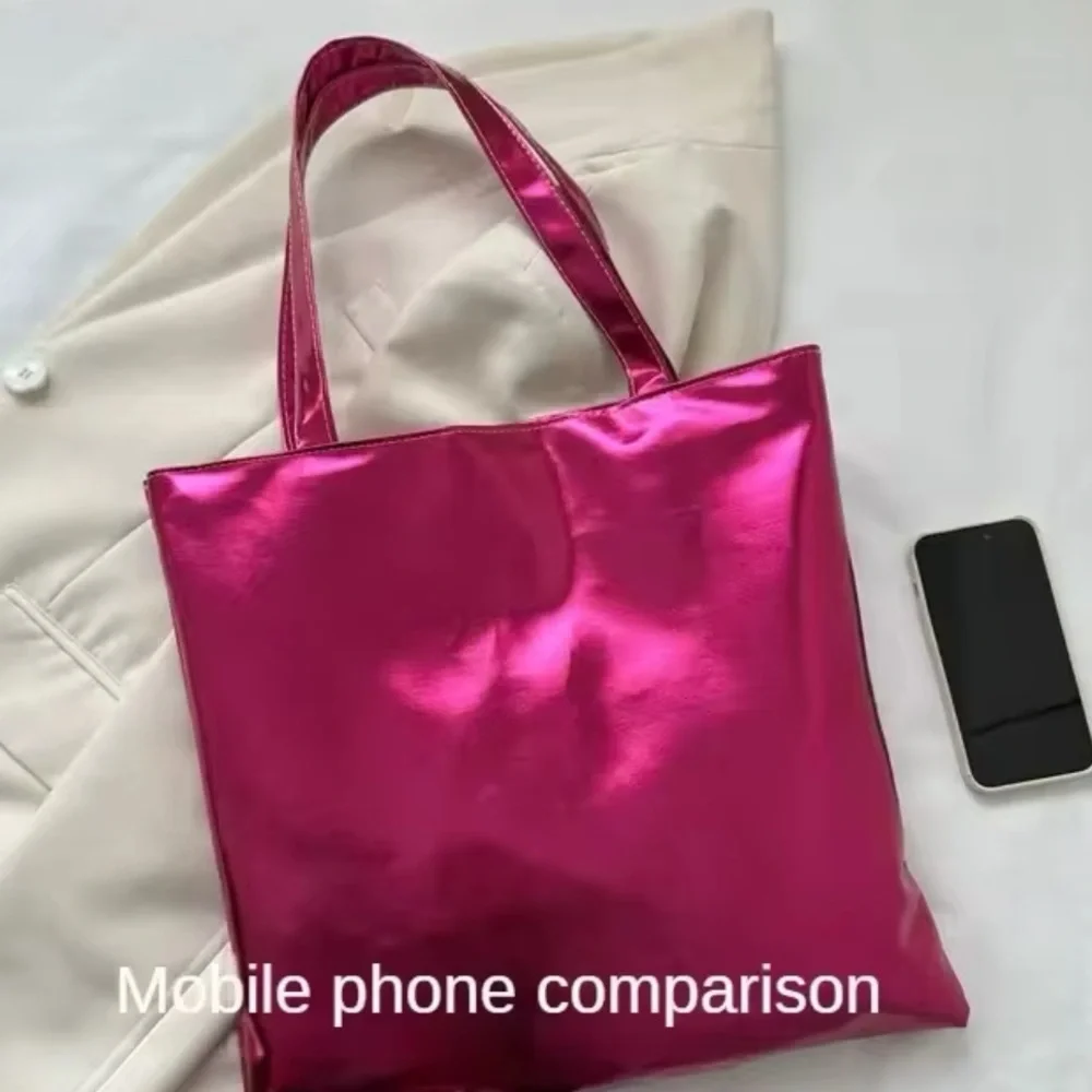 Metallic/ Shiny Shoulder Bag/ Shopping Tote  | Green/Rose Red/ Gold | NEW!💚💓💛